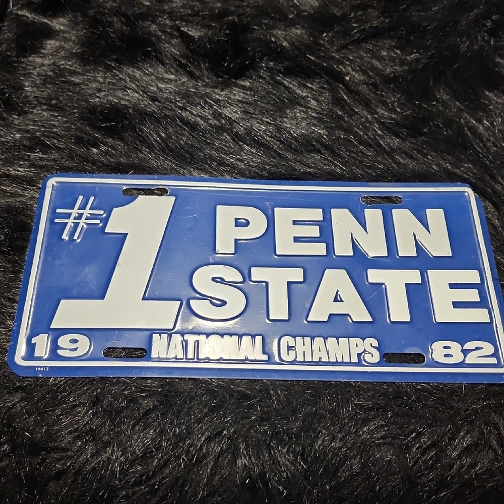 Penn State #1 License Plate. 1982 National Champs. Like New Condition .